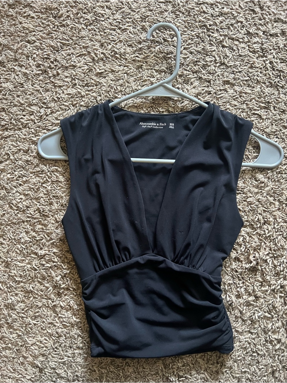 Abercrombie & Fitch Black Draped V-Neck Tank